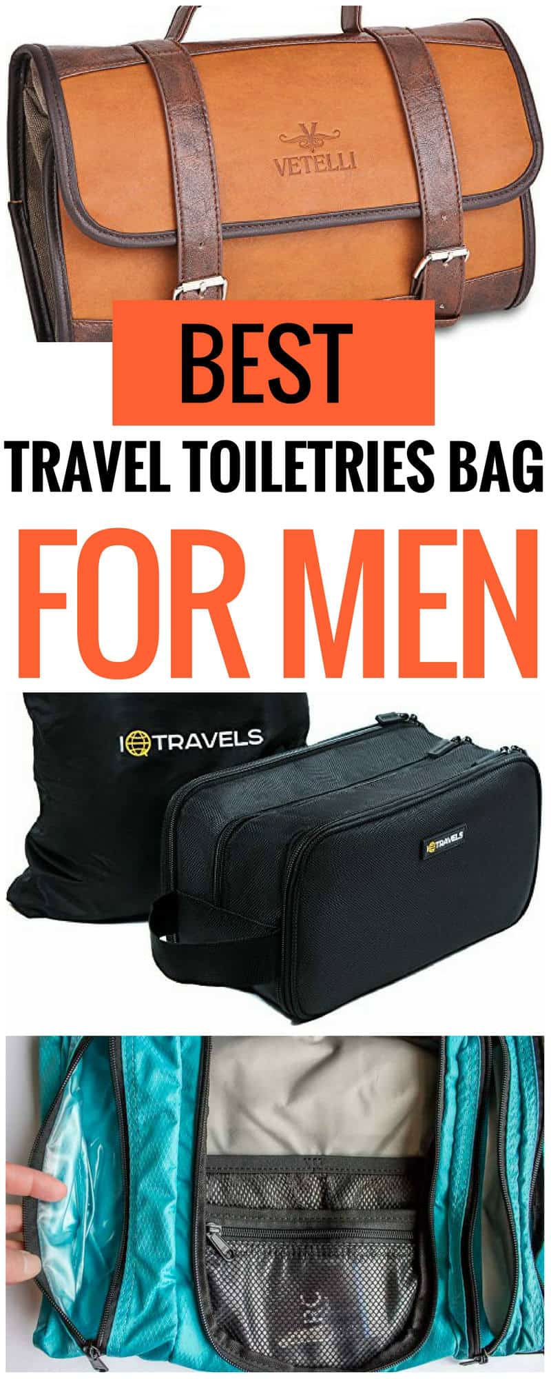 best travel toiletries bag for men. If you're traveling with a full shaving kit, or you're on a lightweight backpacking adventure, we've found the best toiletry kit for you. | travel toiletries bag | best travel toiletries bag | travel toiletries bag for men | best travel cosmetics case | travel cosmetics bag | cute toiletries bag | large toiletires bag | small travel toiletries bag | hanging toiletries bag | travel toiletries Dopp kit | travel toiletries bag Christmas gift | toiletries bag for trips or vacation | cute toiltries bag | clear toiletries bag #travel #traveltips #packingtips #packing