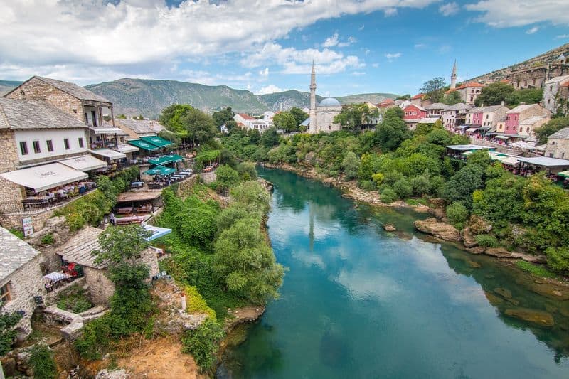 Bridge over Neretva River in Mostar Bosnia