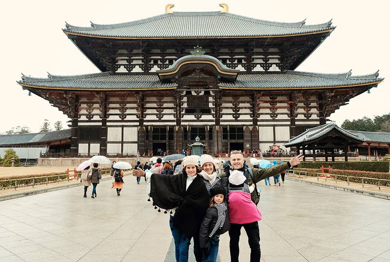 Japan with kids - at Nara Deer park