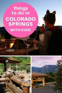 Colorado springs kid at campfire, giraffes at zoo, mountain sunset