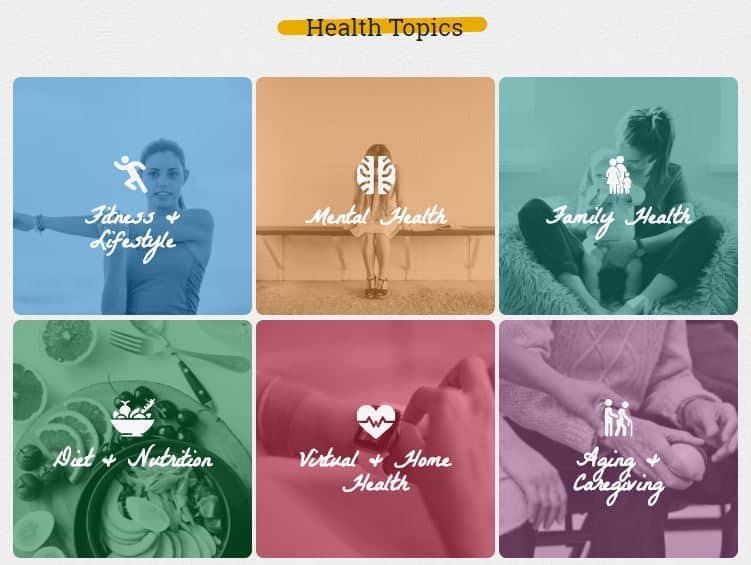 Sunlife Health Topics Screen capture
