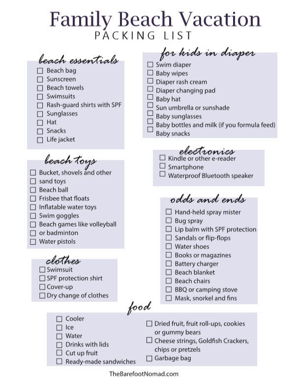 beach trip checklist with toddler