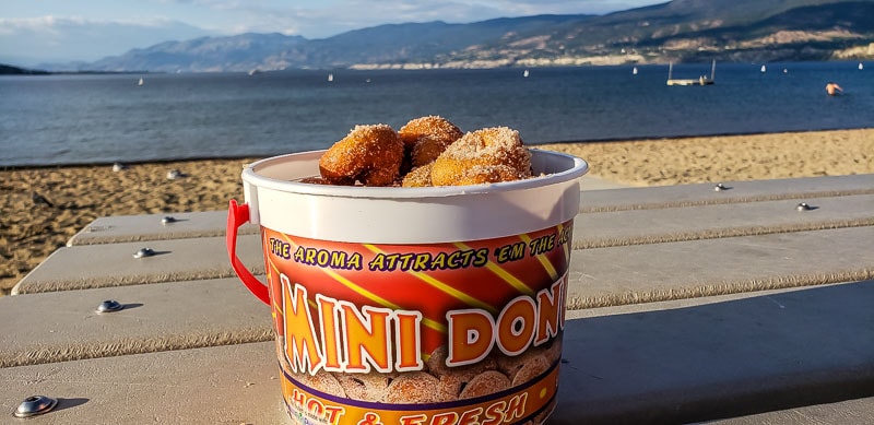 mini donuts by the beach in Penticton