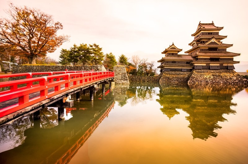 Matsumoto Castle Japan at sunset