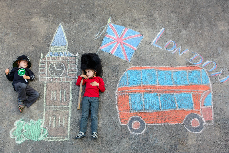 little kids and chalk drawing london 