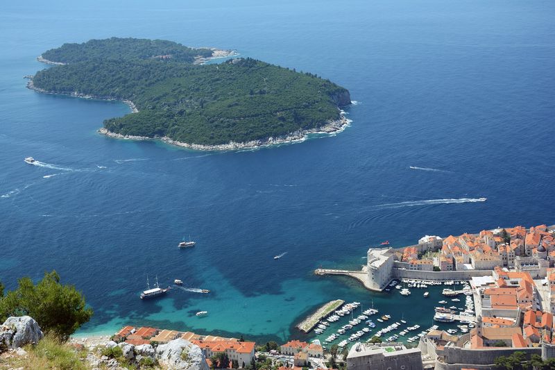 Lokrum Island near Dubrovnik Arial view