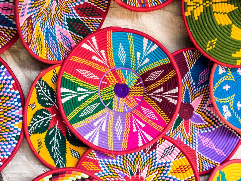 Traditional Ethiopian handmade Habesha baskets in Axum Ethiopia 