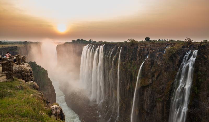 Victoria Falls sunset viewed from Zambia