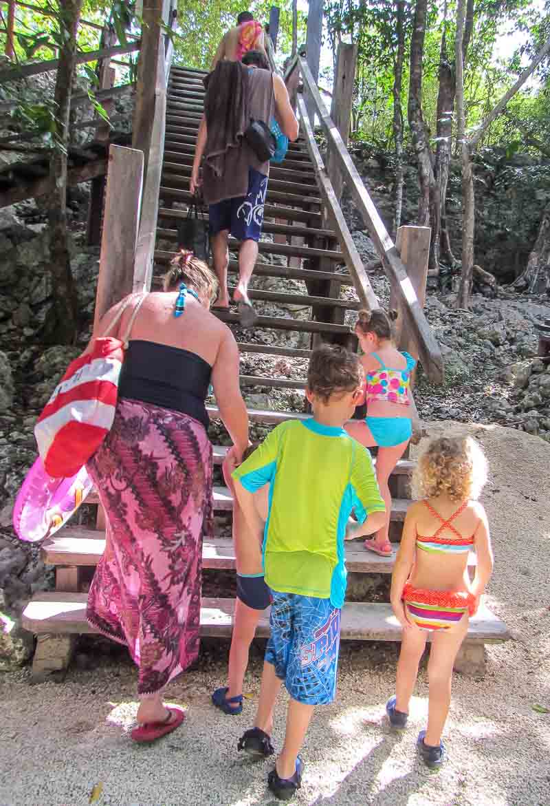 families at Cenote dos Oyos