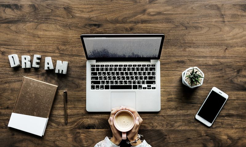 computer and coffee ready to work