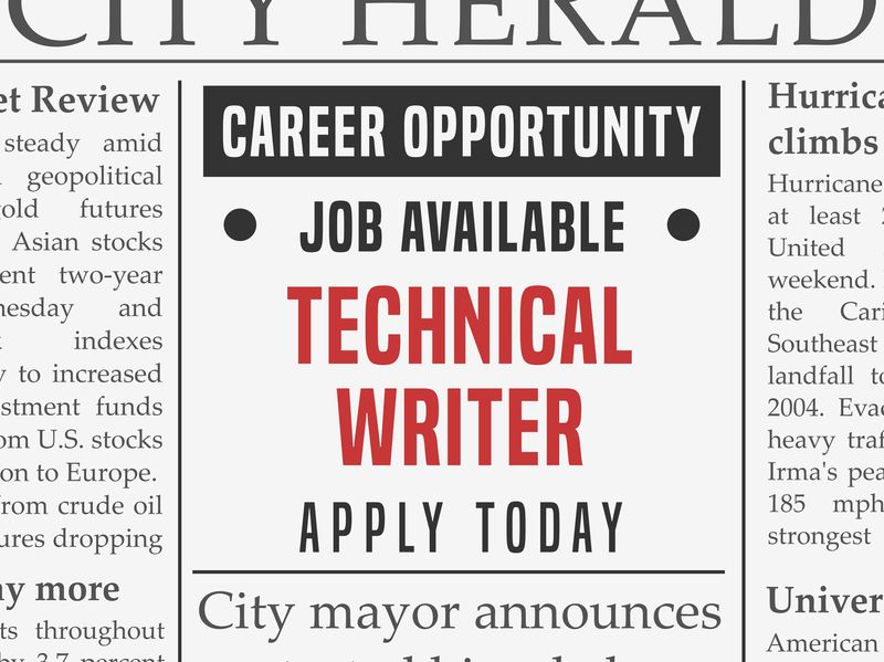 Technical writer job ad in newspaper