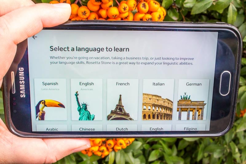 Select a language to learn Rosetta Stone