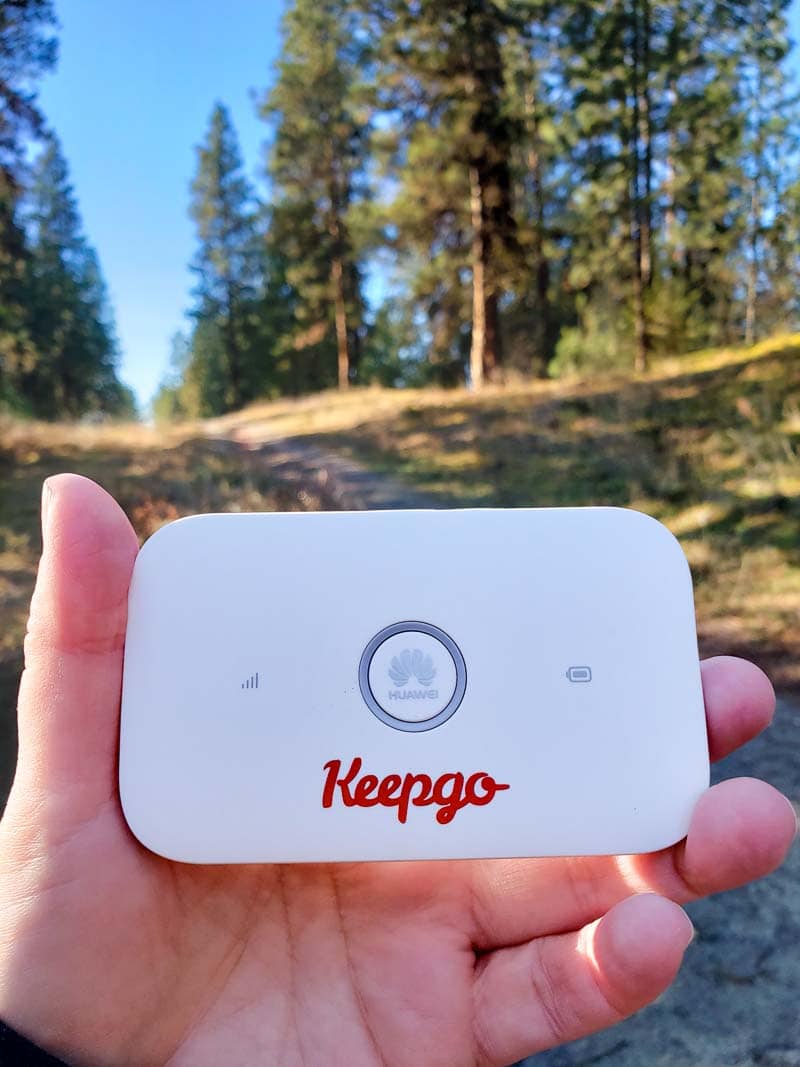 Keepgo WiFi hotspot in woods
