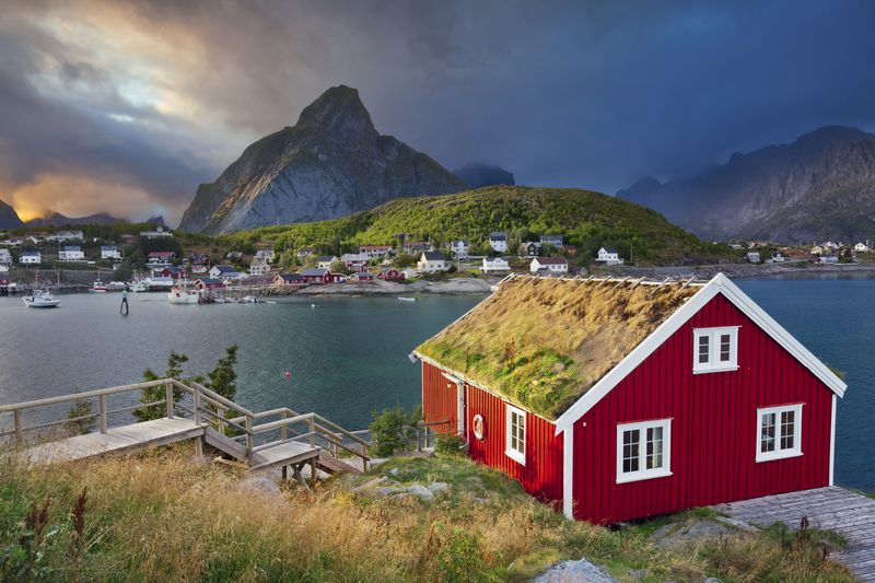 Image of fishing village Reine on Lofoten Islands in Norway 