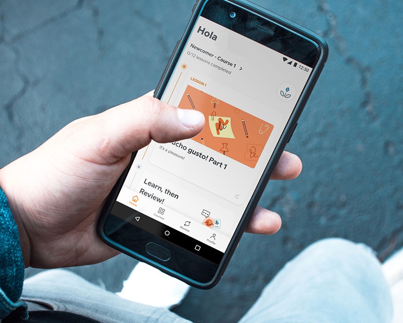 Babbel app on mobile device learning Spanish