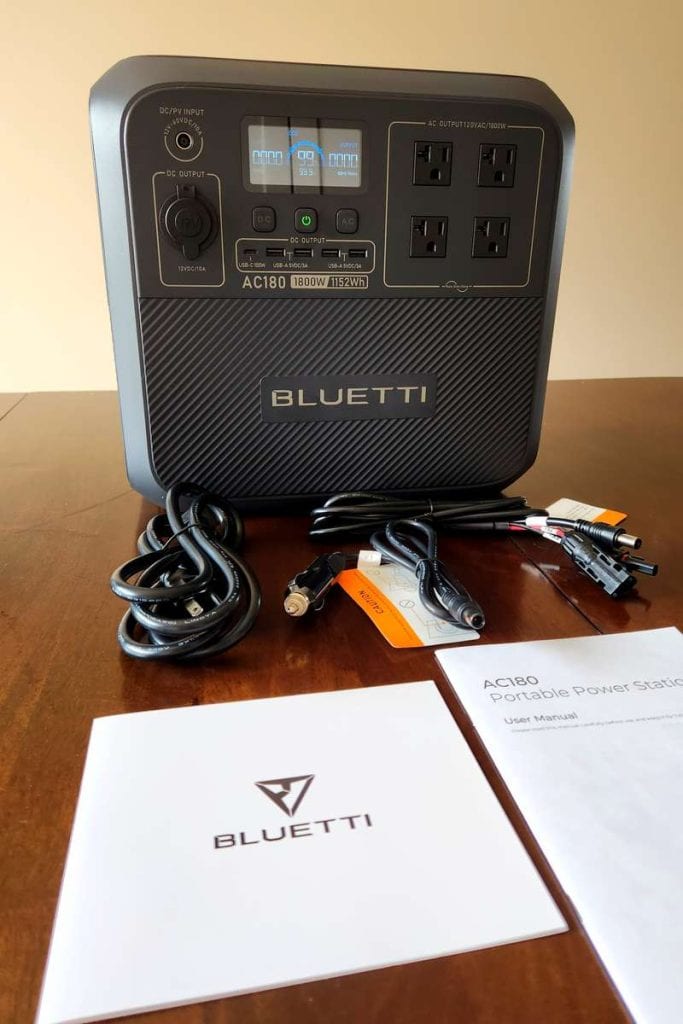 Bluetti AC180 Review with included cords - what's in the box