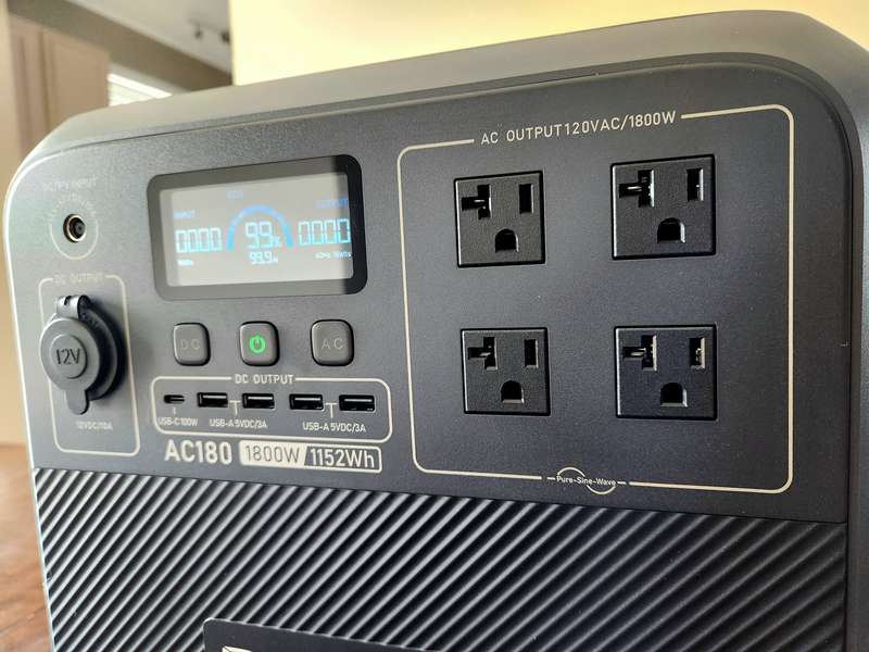 Bluetti AC180 showing 11 charging ports