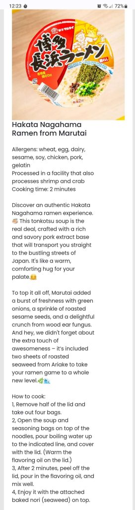 Instruções no site para ZenPop ramen Hakata Nagahama Ramen de Marutai