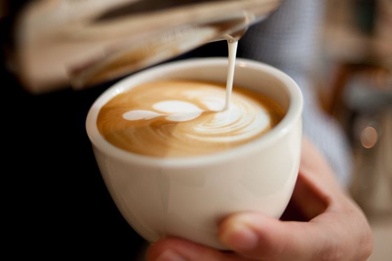 Latte being poured 