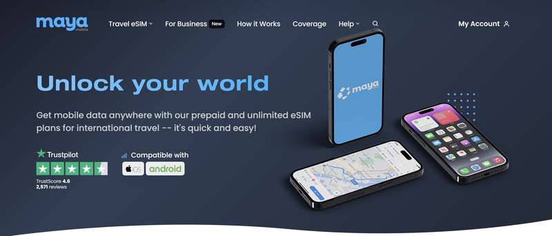 Maya Mobile Homepage screenshot