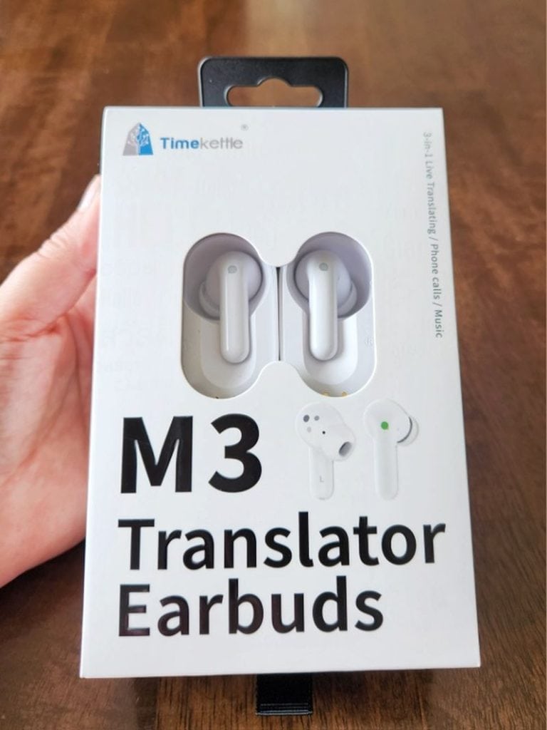 Timekettle M3 language translator earbuds in the box
