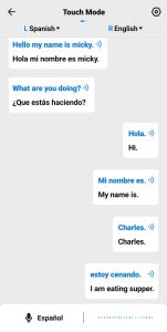 Using Touch mode Spanish and English mode in the Timekettle app with the M3 earbuds