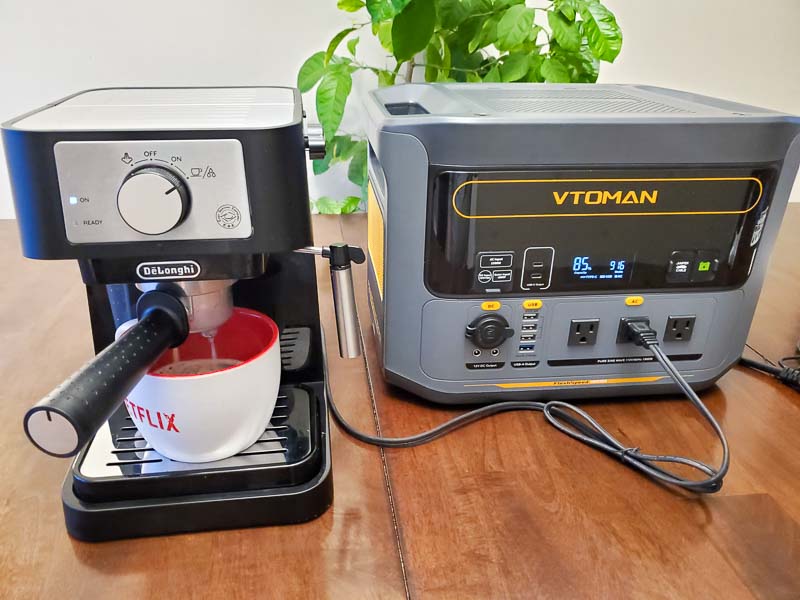 Using an espresso machine with the VTOMAN FlashSpeed 1500 portable power station