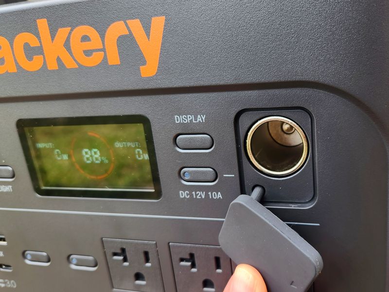 Car charger on the Jackery Explorer 1000 Pro