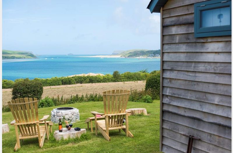 Glamping Sea views in the UK Tregwelan Shepherds Hut