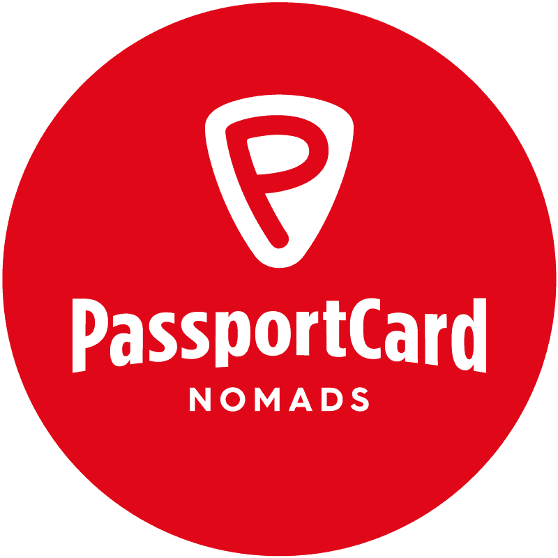 Logotipo de los nómadas de la tarjeta de pasaporte