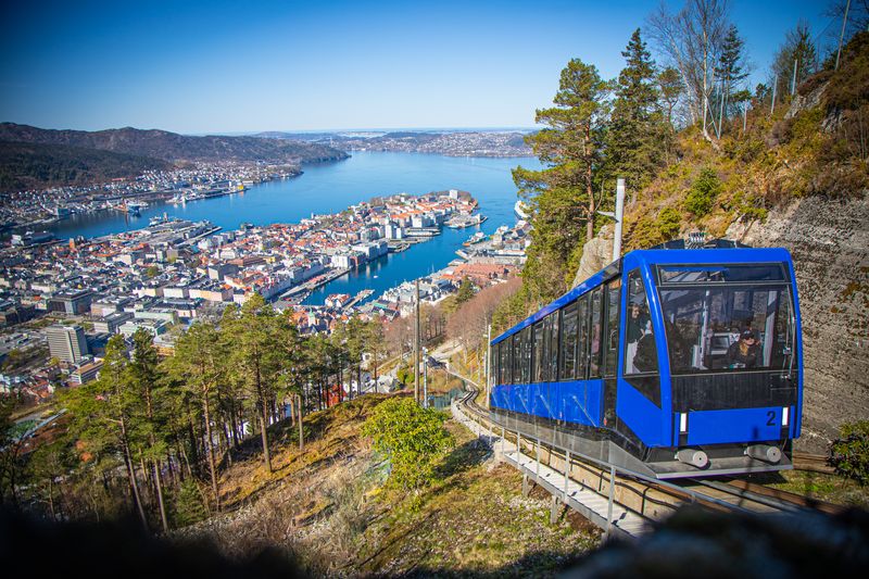 The Fløibanen funicular - Mount Fløyen-Fløyen