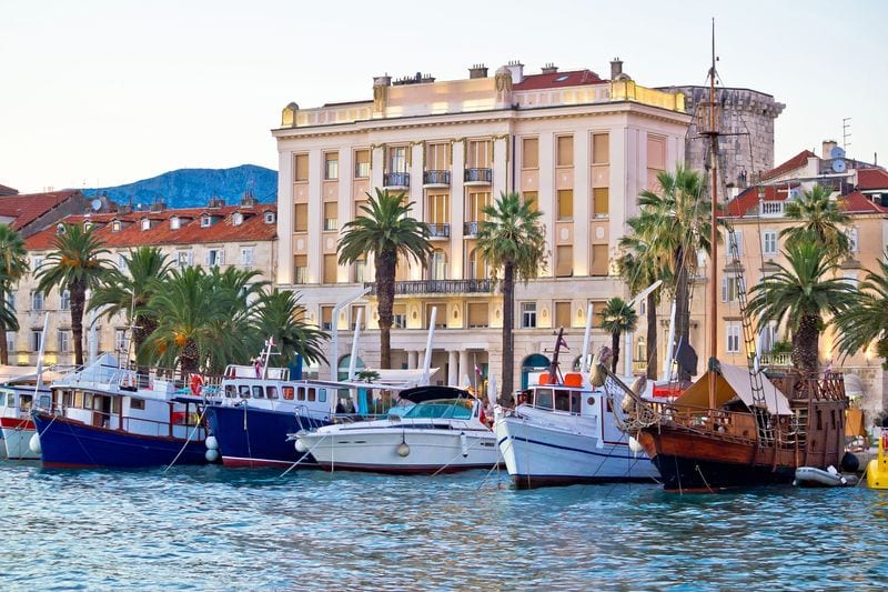 Boats in Split Croatia waterfront view