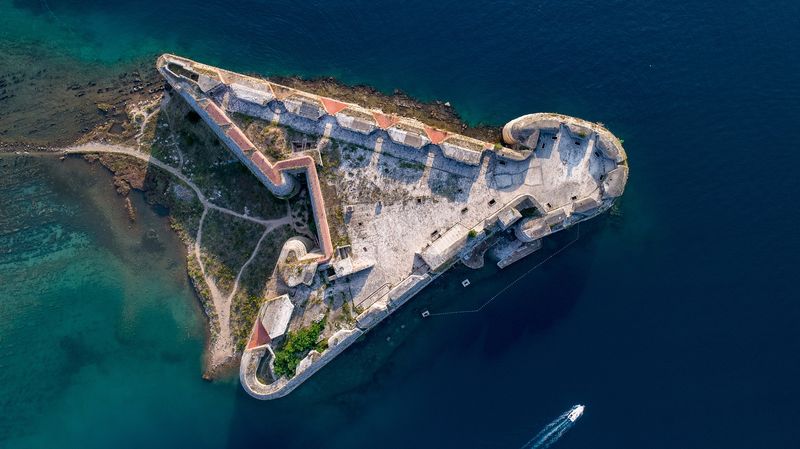 St Nicholas Fortress from the air near Sibenik Croatia