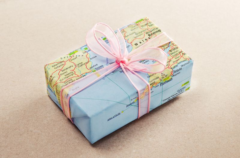 the best small travel gifts box wrapped in map paper