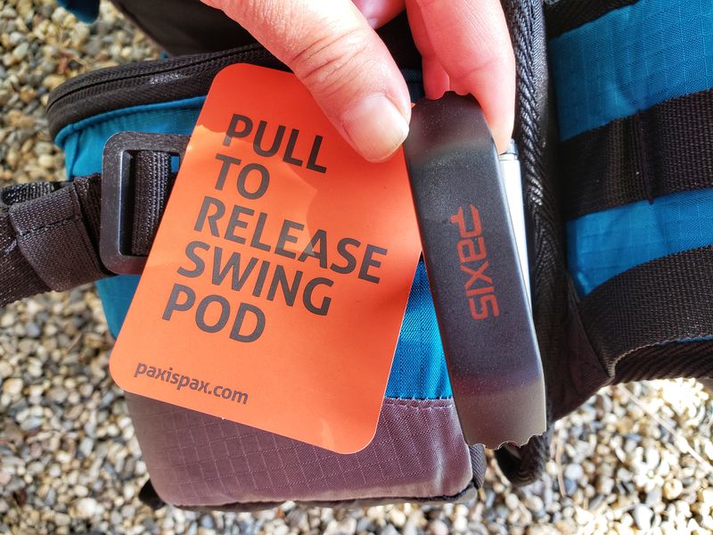 lever to release swing pod on new Twin Lakes Paxis backpack