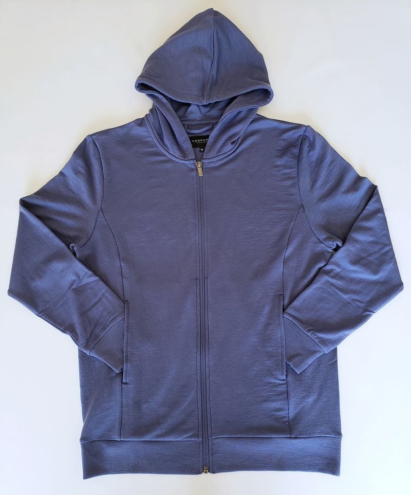 Unbound Merino hoodie in blue 