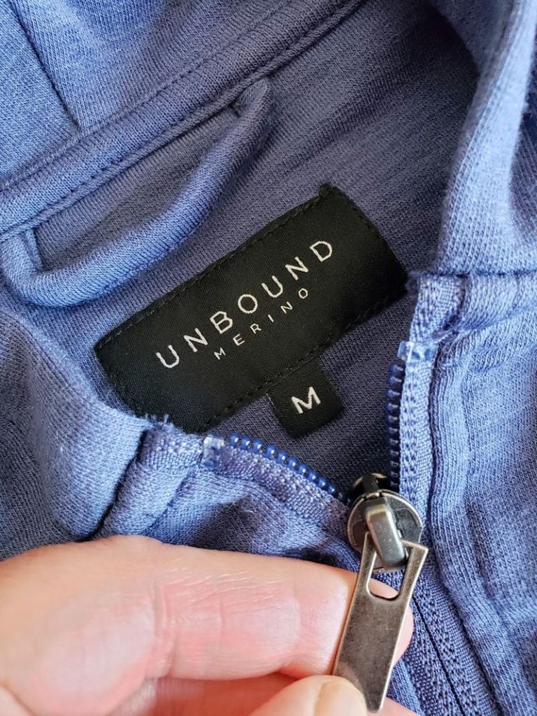 Unbound Merino zipper on hoodie 