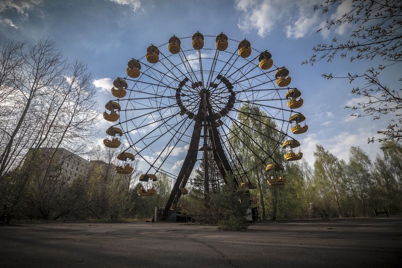 Noria en parque de atracciones en Pripyat DP