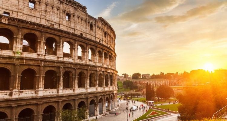 The Colosseum in Rome at Sunset