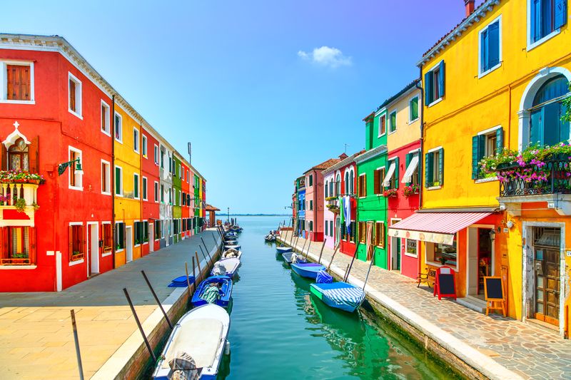 The island of Burano in Venice in Italy