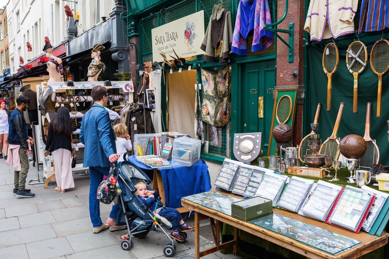 Portobello Road souvenirs in London UK 