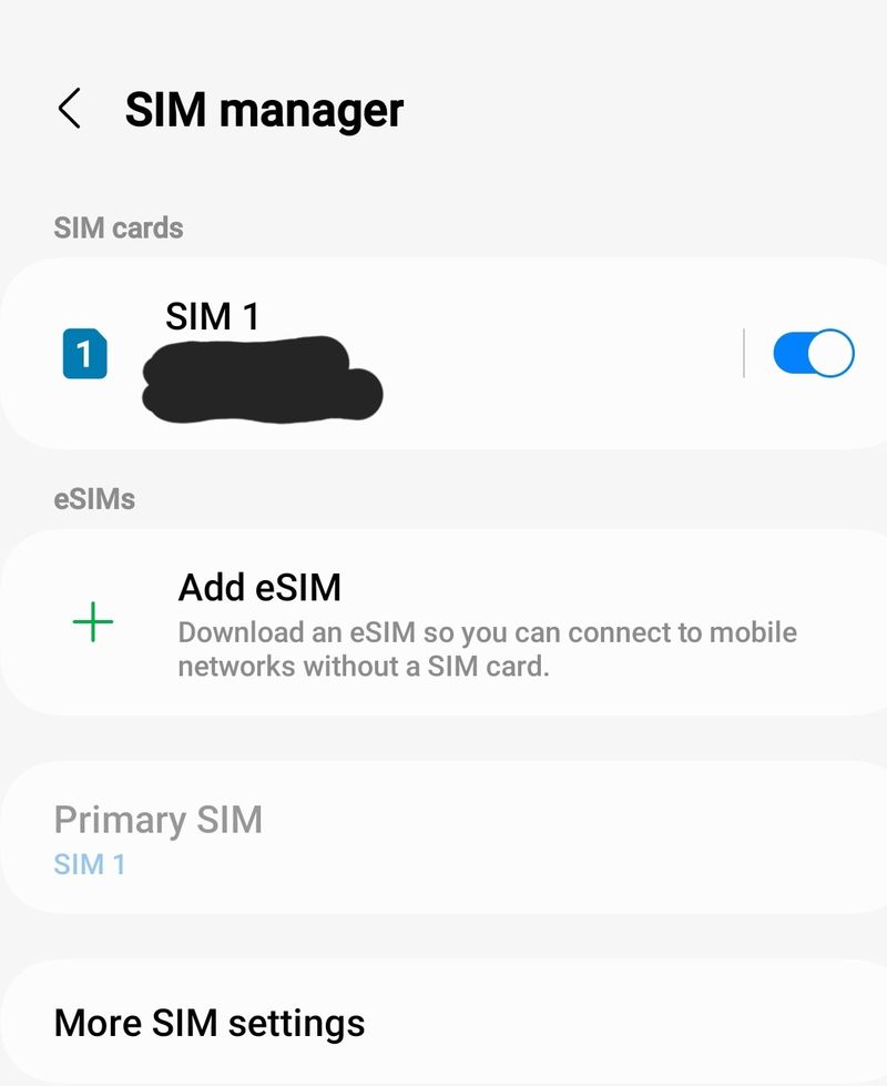 Android SIM manager adding an eSIM screen