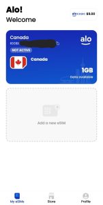 aloSIM app My eSIMs plan NOT activated with canada eSIM data plan 1GB