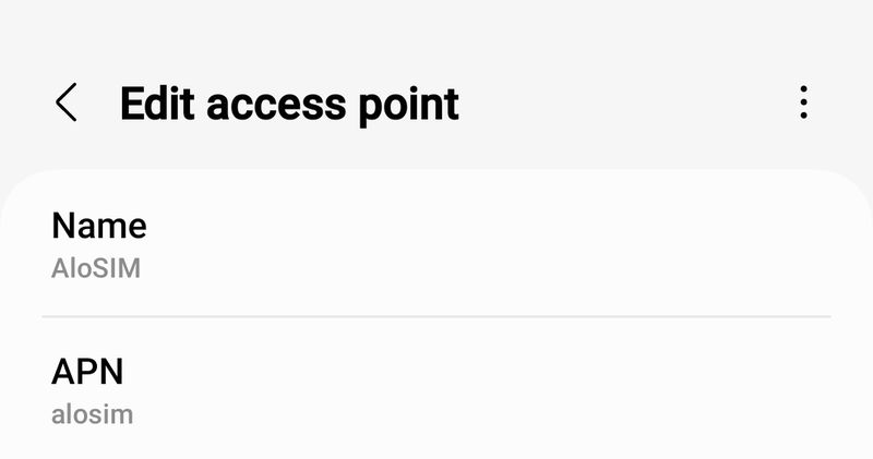renamed access point names for aloSIM eSIm