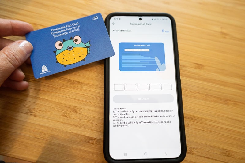 Entering the Fish card code into the app for the Timekettle M3 translator earbuds