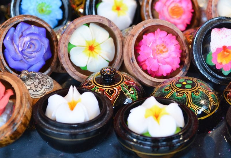 Flower soap carvings in a market in Thailand souvenirs