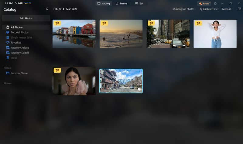 Luminar Neo Catalog with my photo imported from Luminar Share App