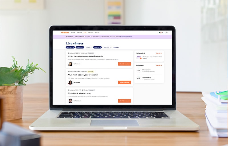 Babbel Live Aulas de inglês online