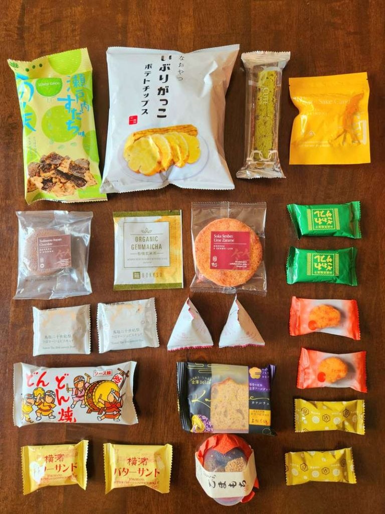 Contents of the Bokksu Box Seasons of Japan.