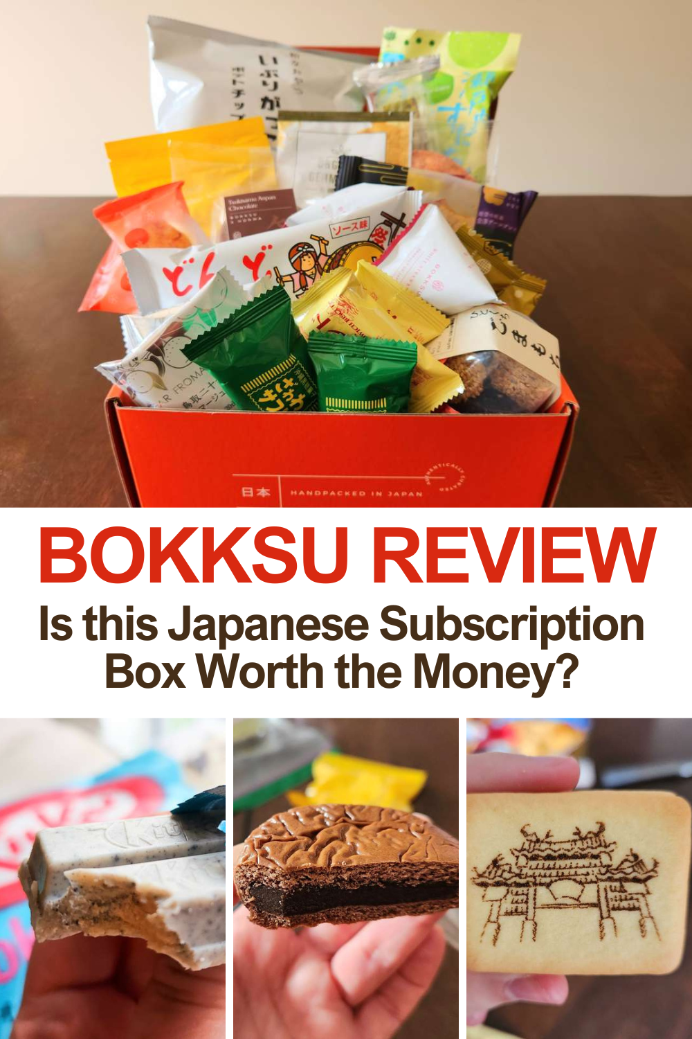 Pinterest Pin showing Bokksu Box titled Our Detailed Bokksu Review Is It Worth The Money